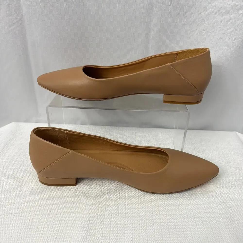 Nisolo Fina Pointed Toe Flat Shoes Womens Size 9.5 Almond Minimalist - Picture 9 of 10